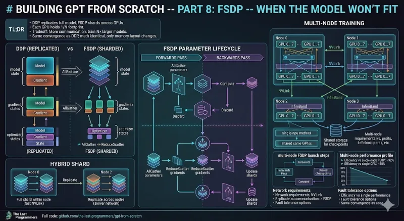 Building GPT from Scratch — Part 8: FSDP — When the Model Won't Fit